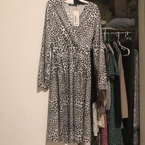 cheetah printed black and white dress